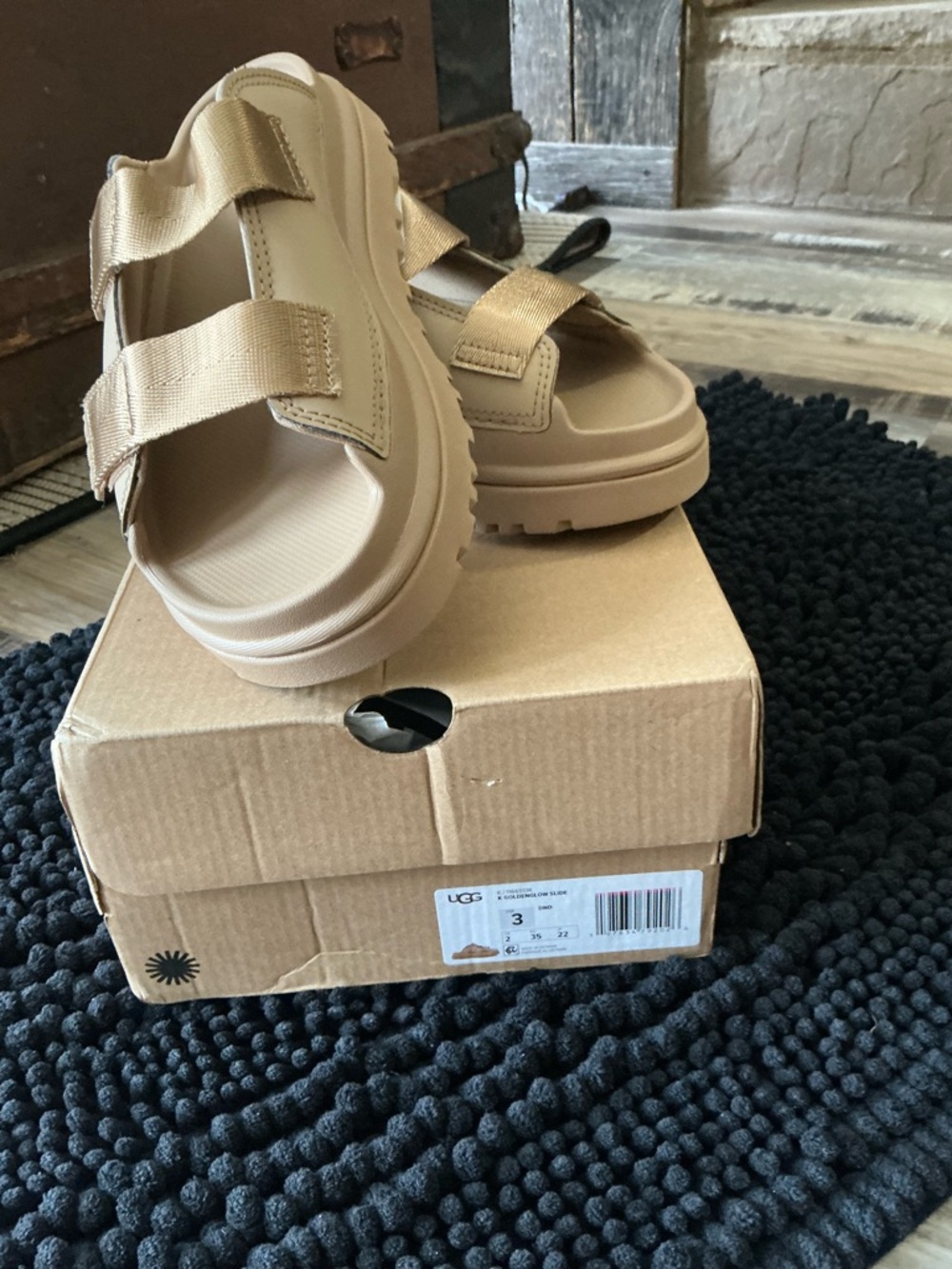 UGG Beige/Tan Strappy Platform Sandals